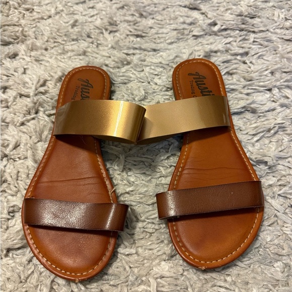 2/$15 Austin Trading Co. - Brown and Gold Sandals - Picture 3 of 8